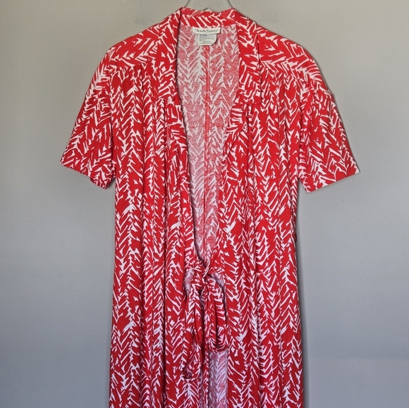 Vintage Diane Von Furstenberg Red & White Patterned Women's Wrap Midi Dress 12 - Picture 3 of 13
